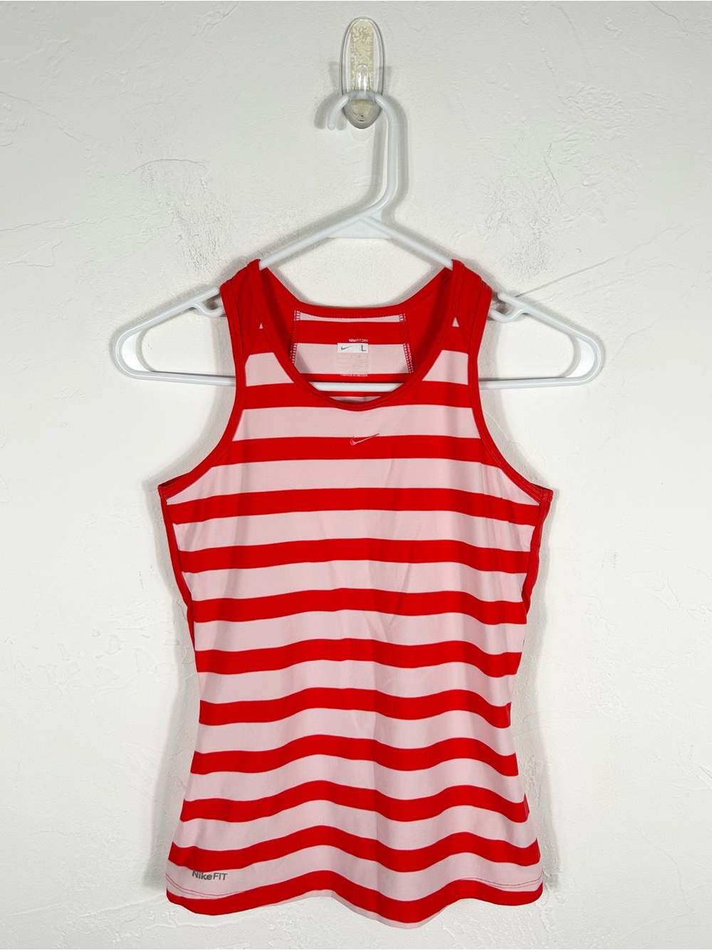 Nike Fit Dry Women's Size Large L Y2K Striped Tank Top Red Pink Athletic